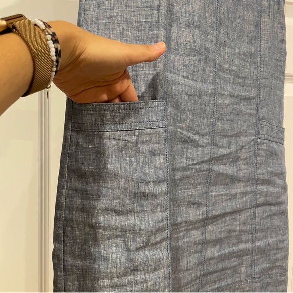 LOFT Chambray Linen Pocket Sheath Dress | Size 2 - Picture 6 of 12